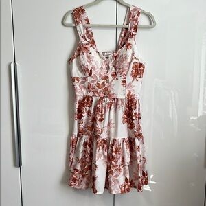 BAILEY BLUE NWOT White Blush Floral Corset Ruffle Cotton Mini Dress, Size XL